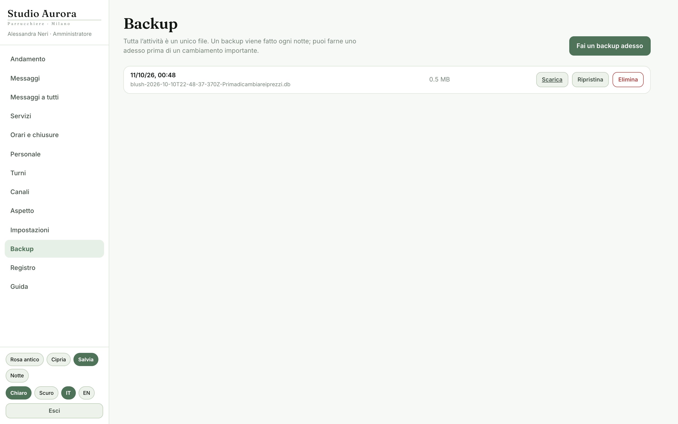Backup e registro