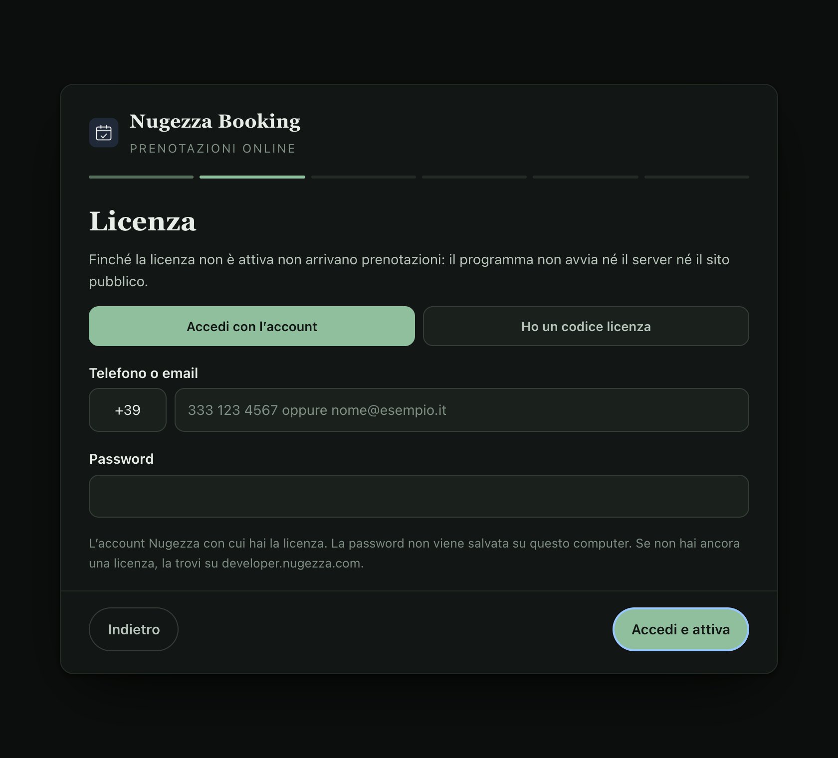Accedi con l’account, oppure il codice di questo computer per una chiave.