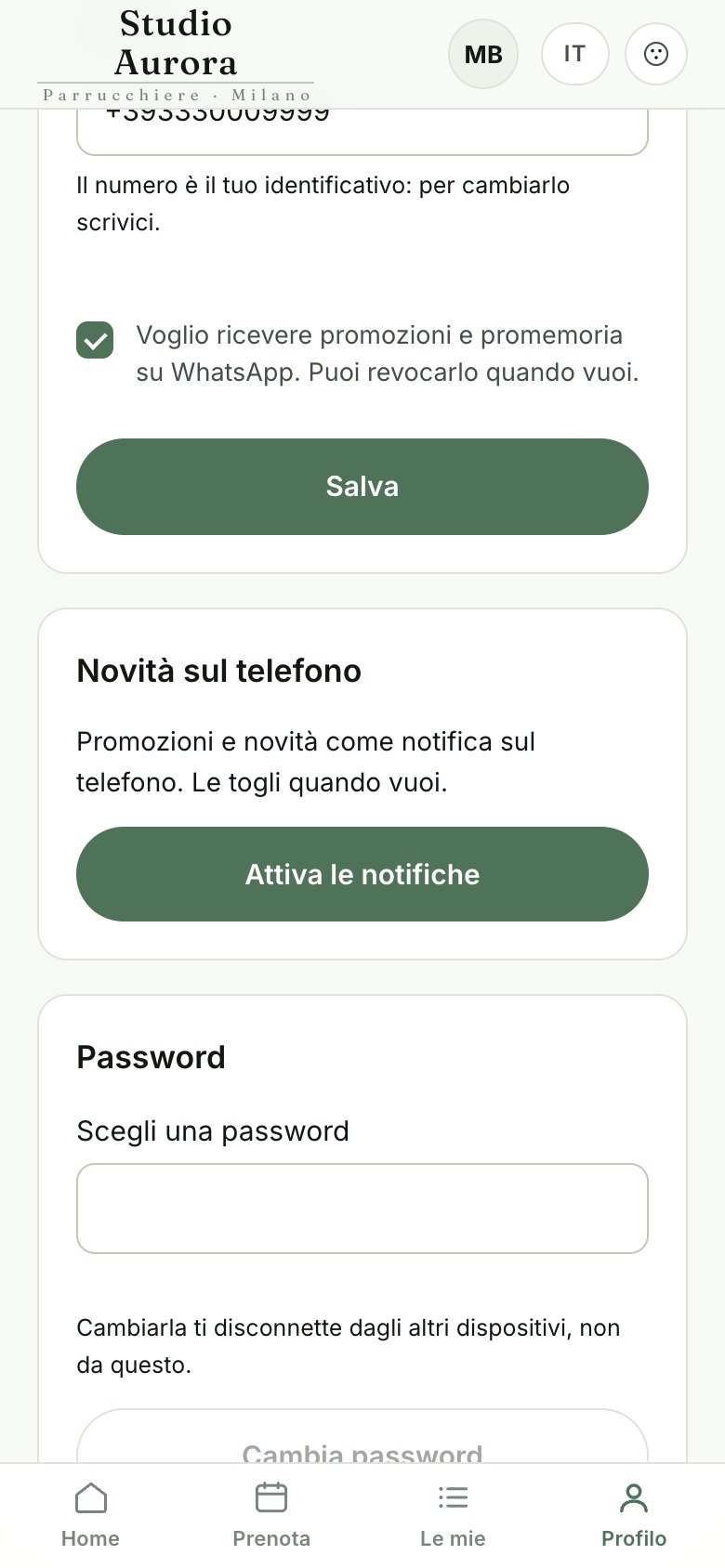 Le mie prenotazioni e il profilo