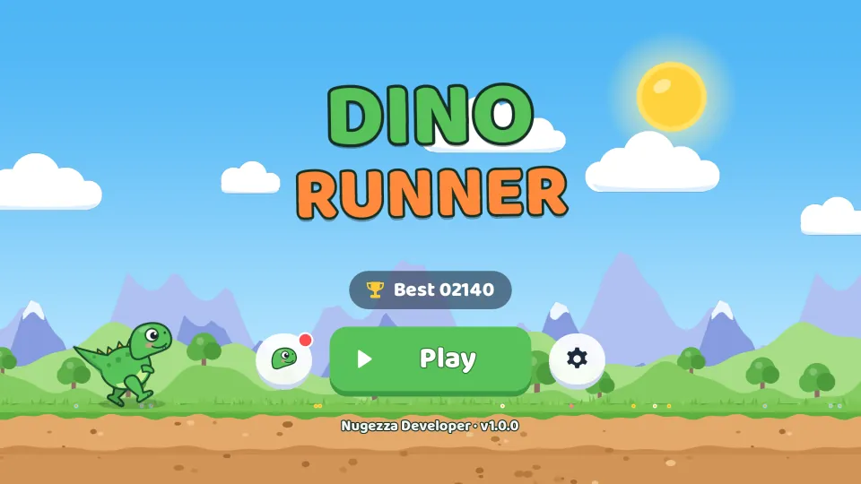 The title screen: Dino Runner, with Rex running and the Play button