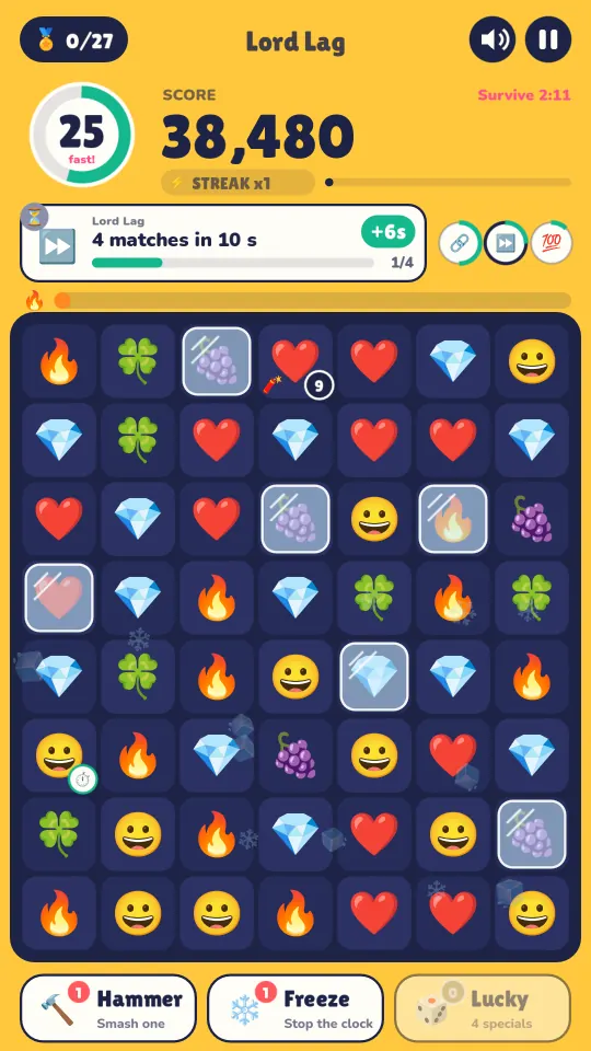 Lord Lag’s own game: his lag runs the clock fast; survive three minutes to beat him